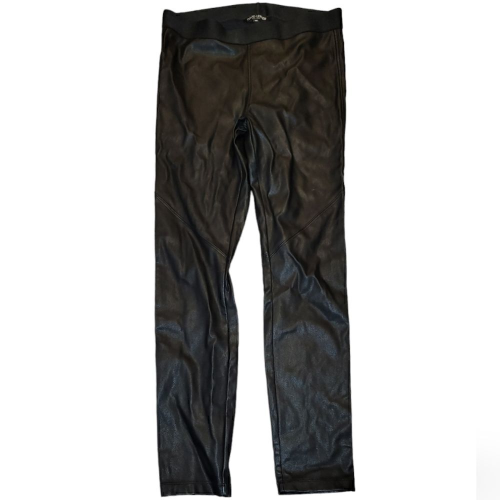 David Lerner faux VEGAN leather black pull on Faux Leather Pants Leggings XS